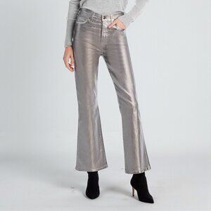 Veronic Beard Carson Metallic High Rise Flare Jeans in Light Gunmetal Size 30